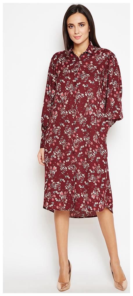 

OXOLLOXO Maroon Floral A-line dress