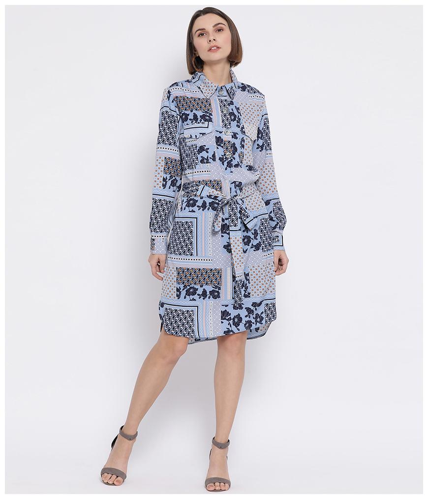 

Oxolloxo Blue Floral Shirt dress