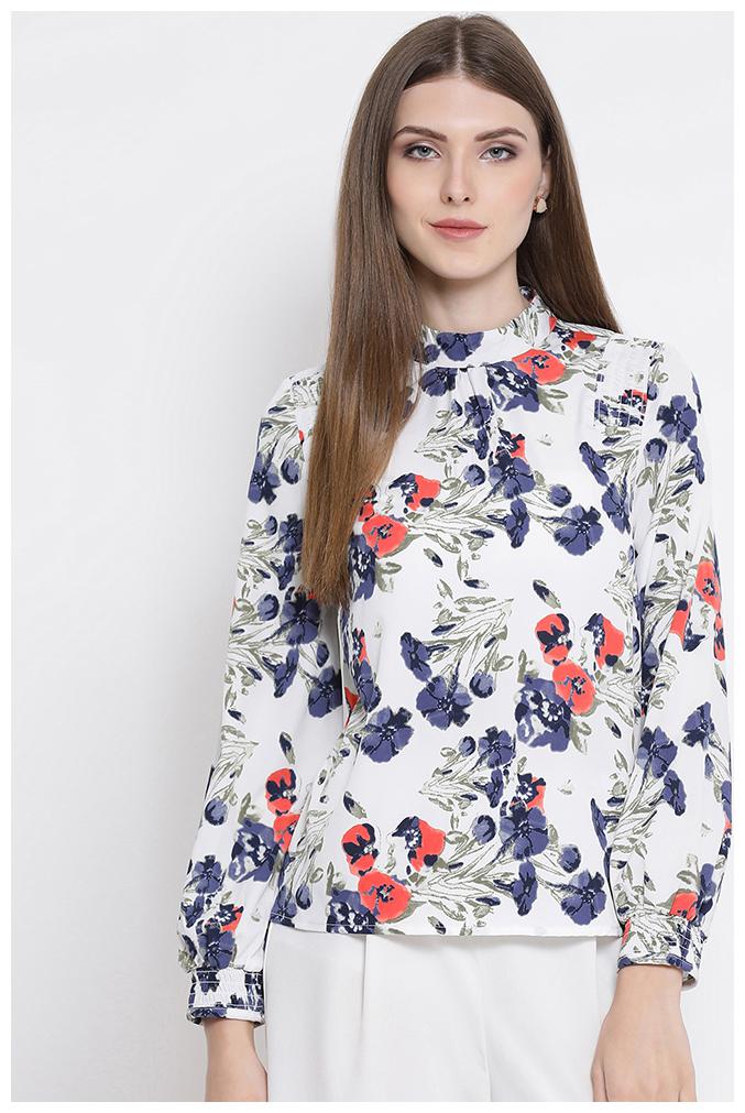 

OXOLLOXO Women Floral A-line top - Cream