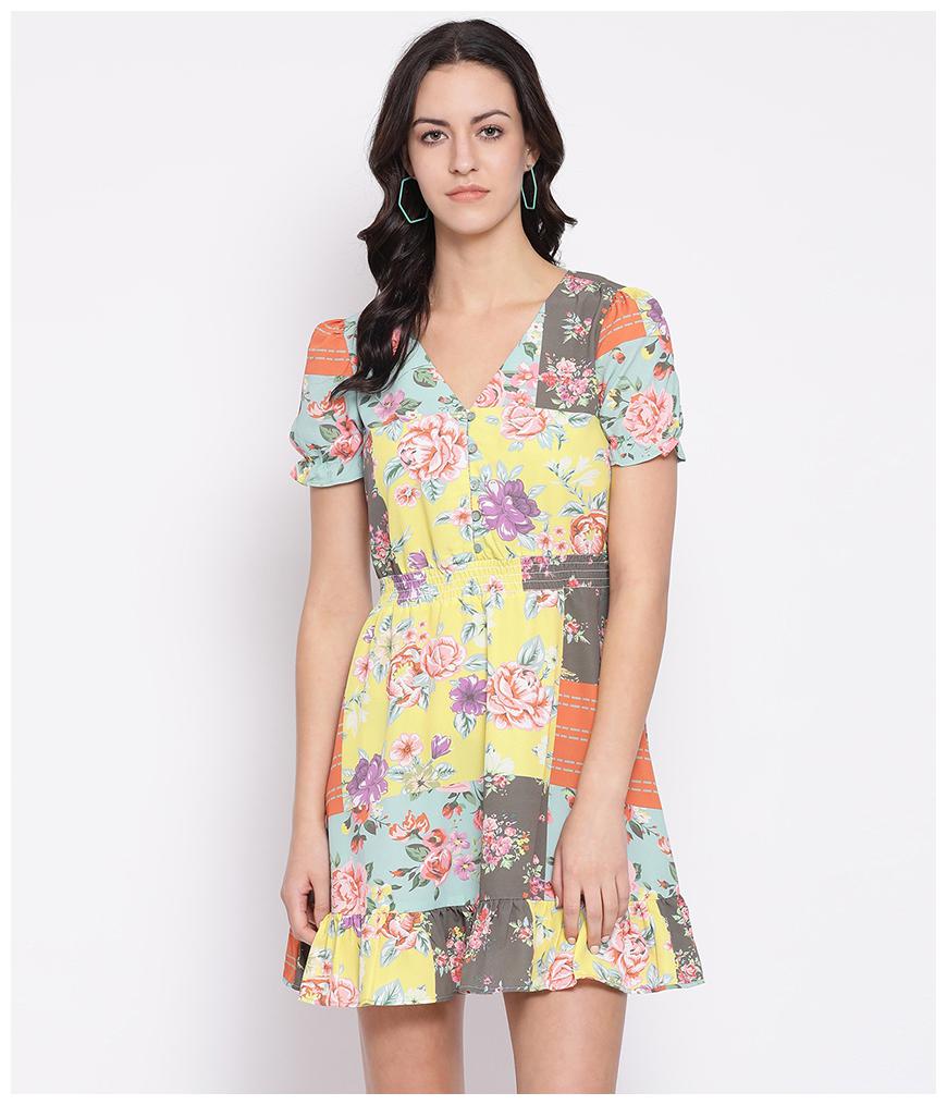 

Oxolloxo Yellow Printed A-line dress