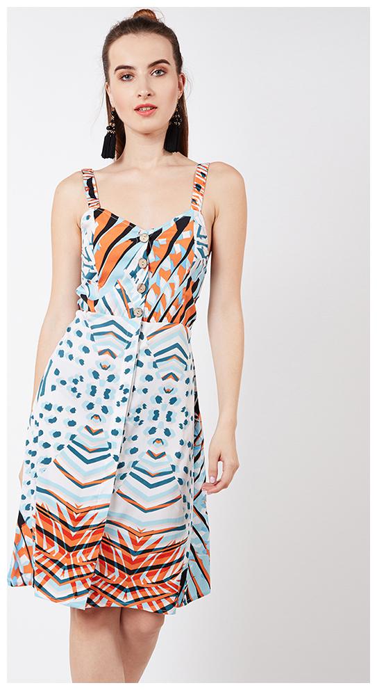 

OXOLLOXO Multi Printed A-line dress
