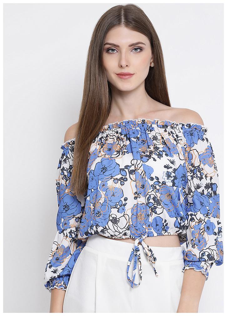 

OXOLLOXO Women Printed Regular top - Blue