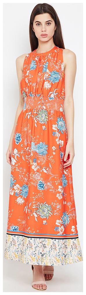 

OXOLLOXO Orange Printed A-line dress
