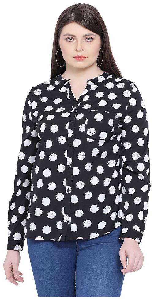 

Oxolloxo Women Black Printed Regular Fit Shirt