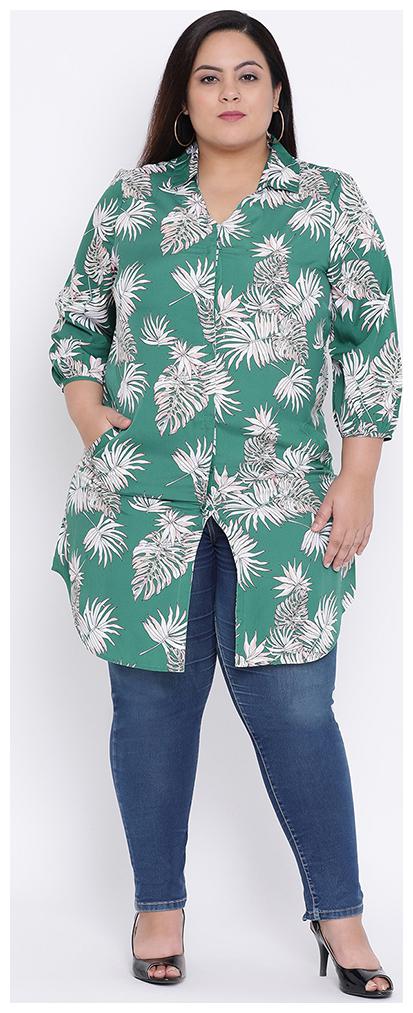 

OXOLLOXO Women Green Printed Regular Fit Shirt