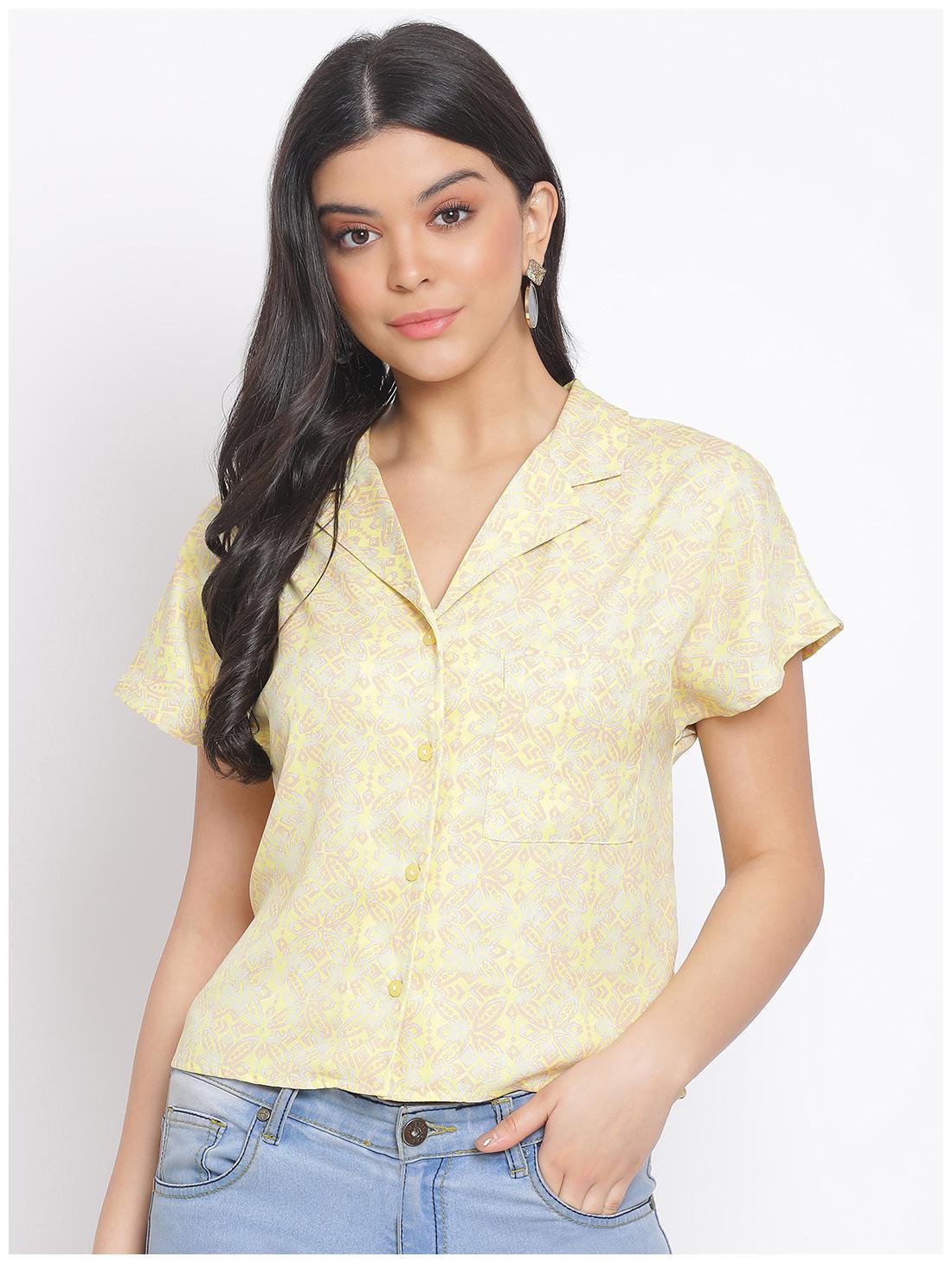 

Oxolloxo Women Yellow Printed Regular Fit Shirt