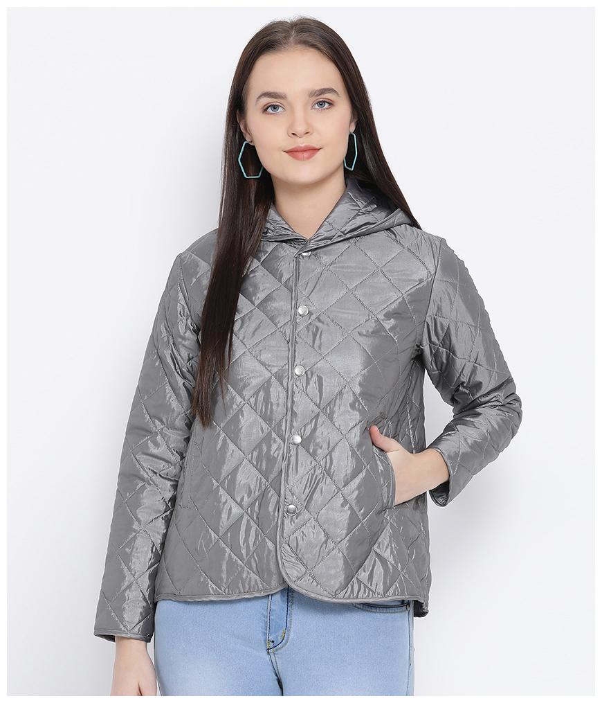 

Oxolloxo Women Solid Bomber Jacket - Grey