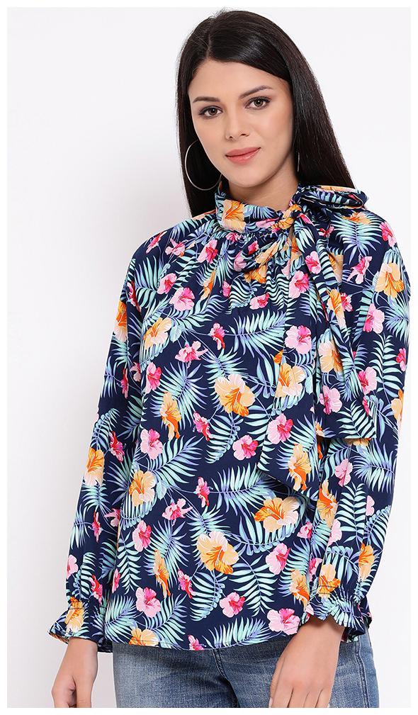 

OXOLLOXO Women Floral A-line top - Blue