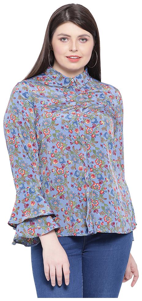 

Oxolloxo Women Grey Printed Regular Fit Shirt