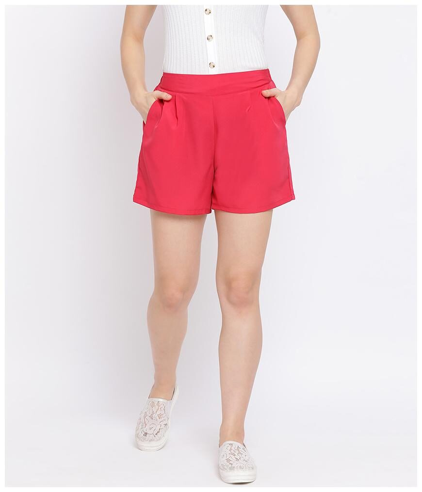 

Oxolloxo Women Solid Regular shorts - Red