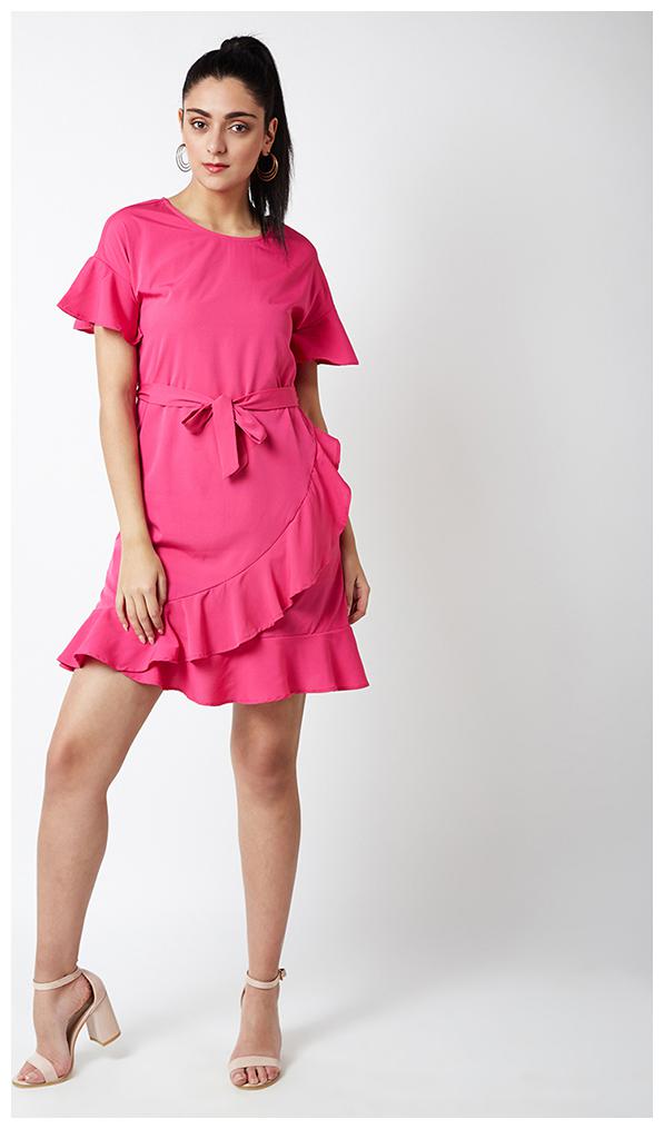 

OXOLLOXO Pink Solid A-line dress