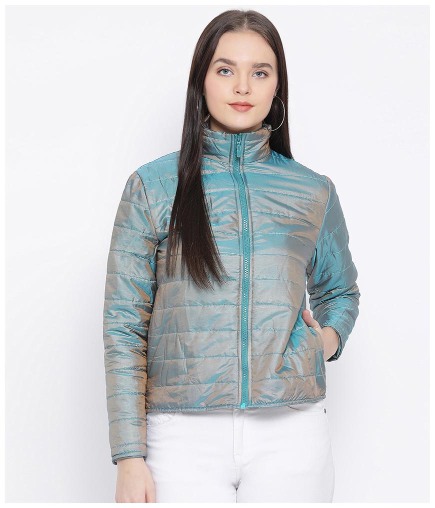 

Oxolloxo Women Solid Bomber Jacket - Turquoise
