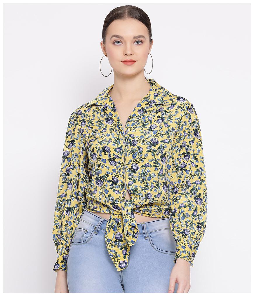 

Oxolloxo Women Yellow Printed Regular Fit Shirt