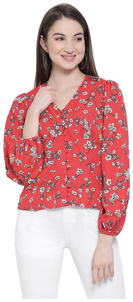 

Oxolloxo Women Printed A-line top - Red