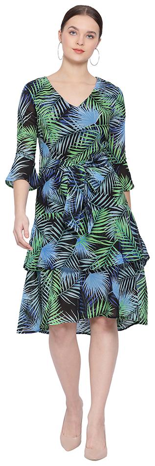 

Oxolloxo Black Printed A-line dress