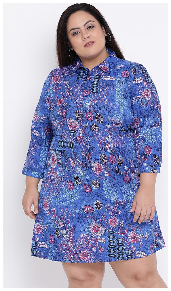 

OXOLLOXO Blue Printed A-line dress