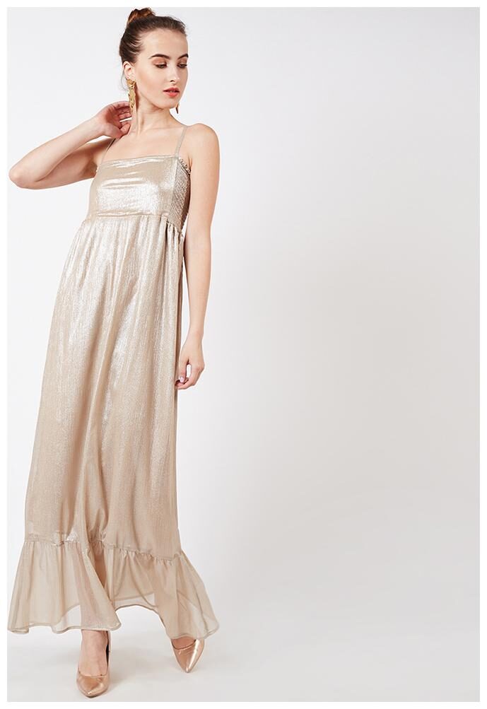 

OXOLLOXO Beige Solid A-line dress