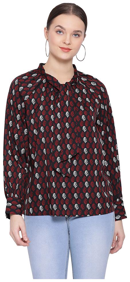 

Oxolloxo Women Printed A-line top - Black