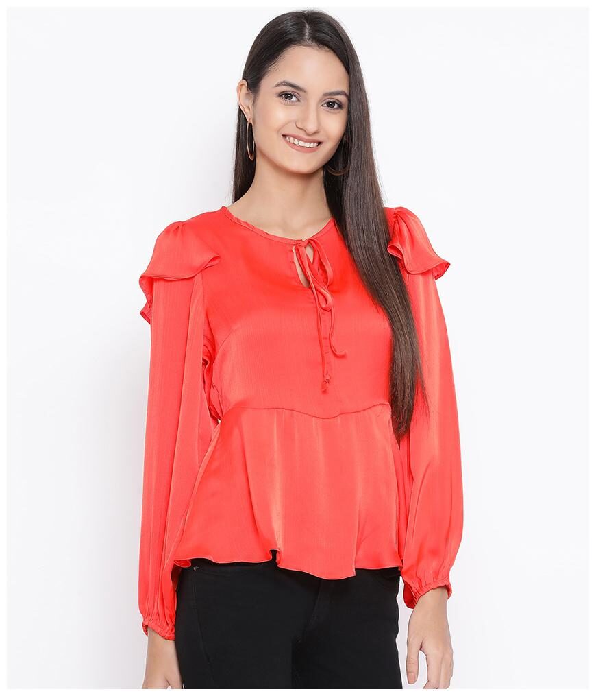 

Oxolloxo Women Solid A-line top - Orange