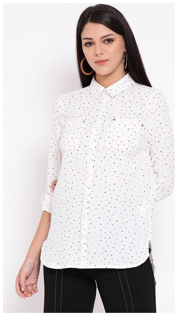 

OXOLLOXO Women Cream Polka Dots Regular Fit Shirt