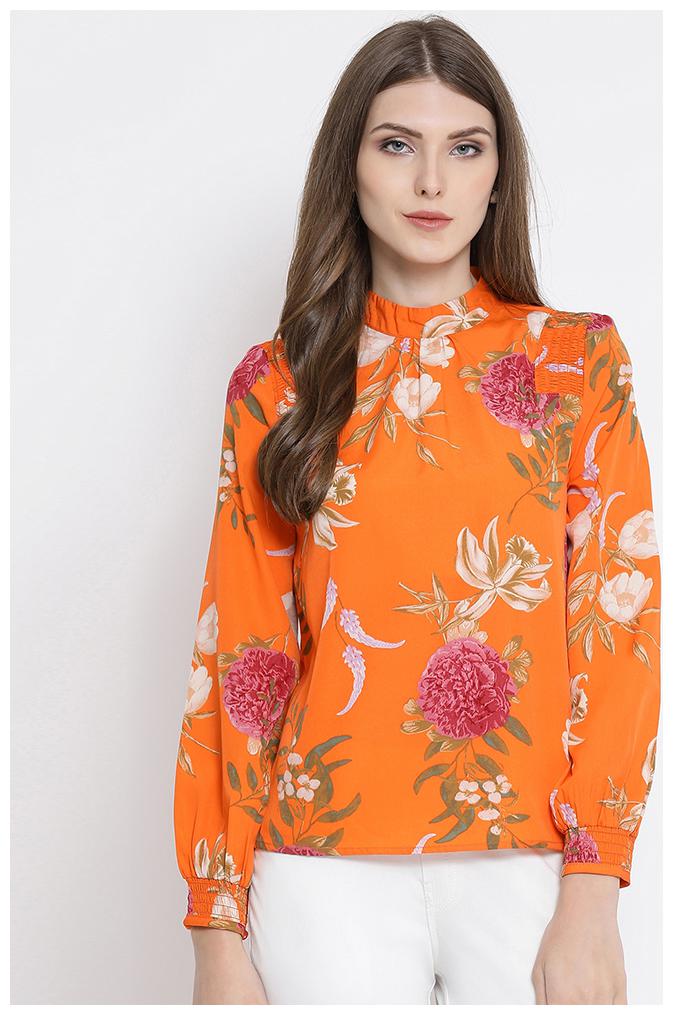 

OXOLLOXO Women Floral A-line top - Orange