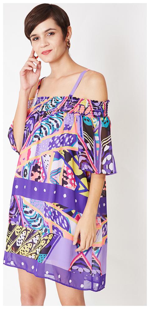 

OXOLLOXO Purple Printed A-line dress