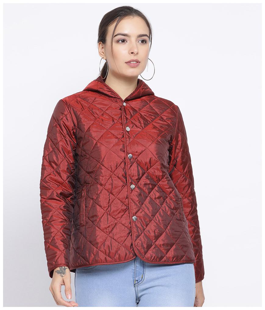

Oxolloxo Women Solid Bomber Jacket - Maroon