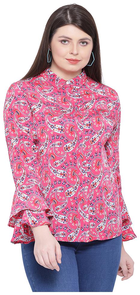 

Oxolloxo Women Pink Printed Regular Fit Shirt