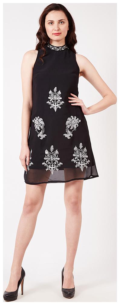 

OXOLLOXO Black Printed A-line dress