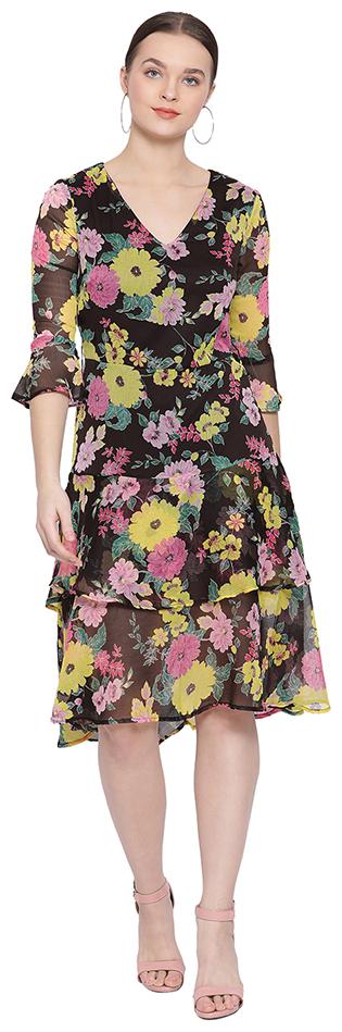 

Oxolloxo Black Printed A-line dress