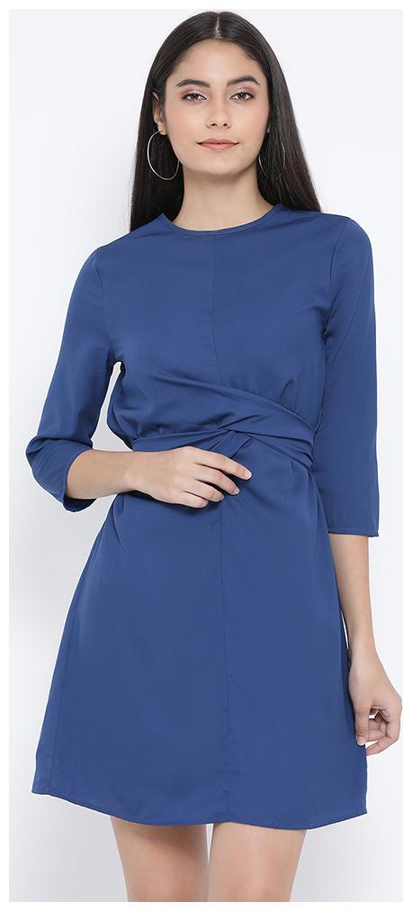 

OXOLLOXO Navy Solid A-line dress