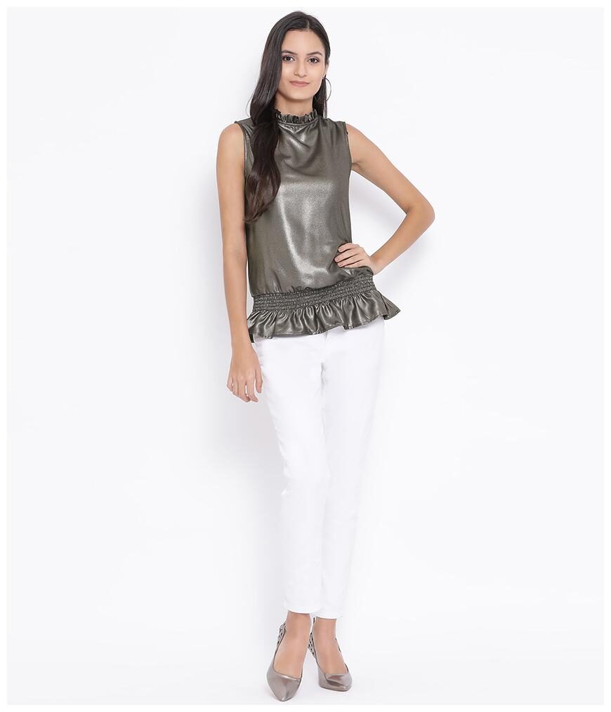 

Oxolloxo Women Solid A-line top - Grey