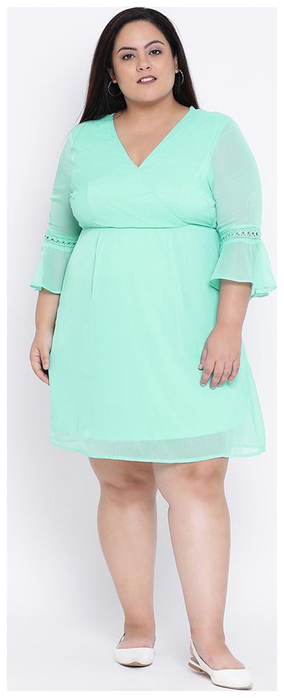 

OXOLLOXO Green Solid A-line dress