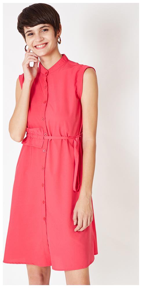 

OXOLLOXO Pink Solid A-line dress
