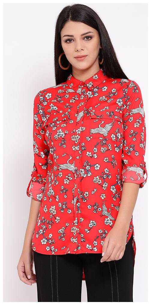 

OXOLLOXO Women Red Floral Regular Fit Shirt