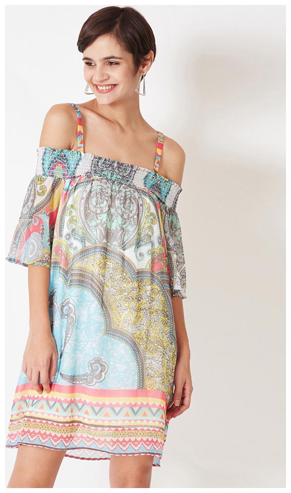 

OXOLLOXO Multi Printed A-line dress