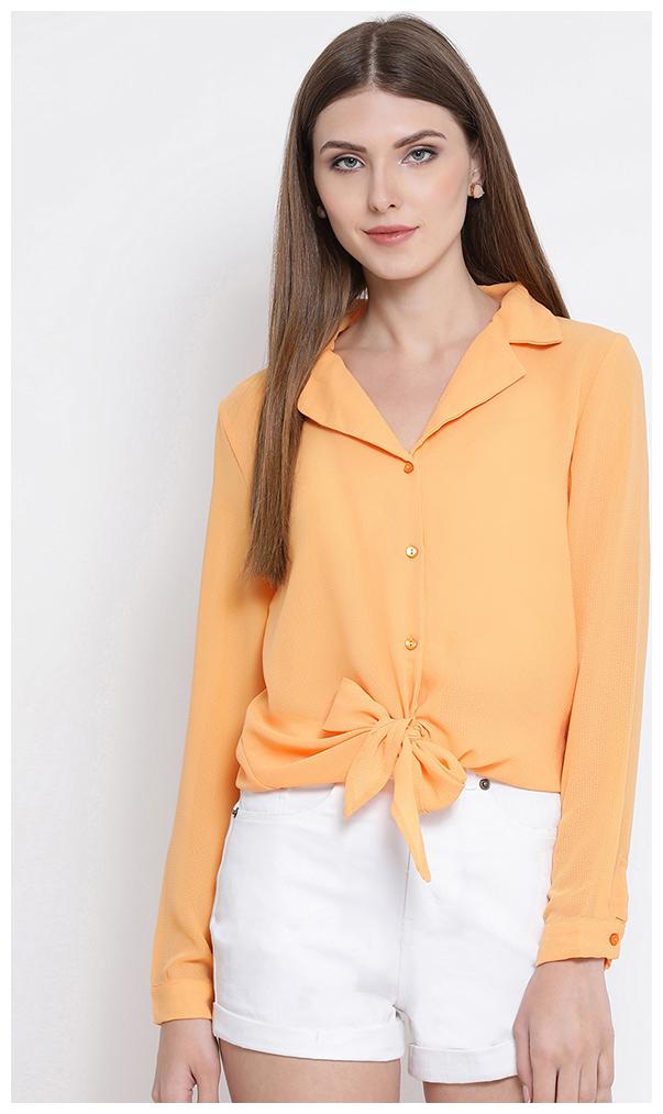 

OXOLLOXO Women Yellow Solid Regular Fit Shirt