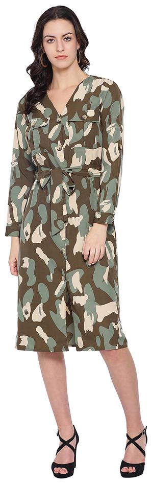 

Oxolloxo Green Printed A-line dress