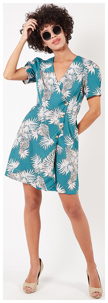 

OXOLLOXO Green Printed A-line dress