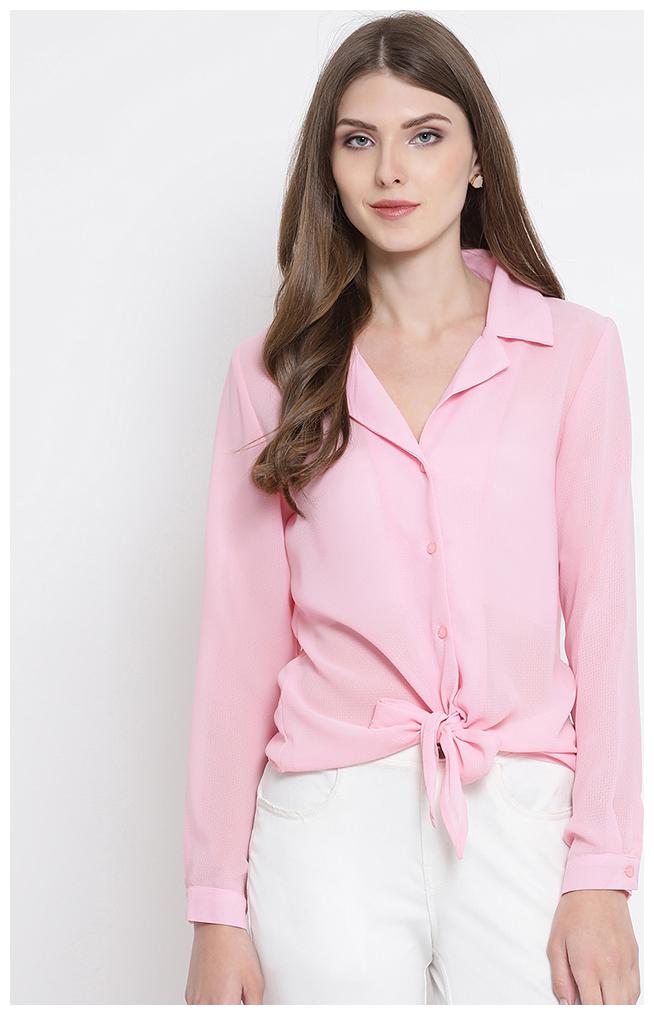 

OXOLLOXO Women Pink Solid Regular Fit Shirt