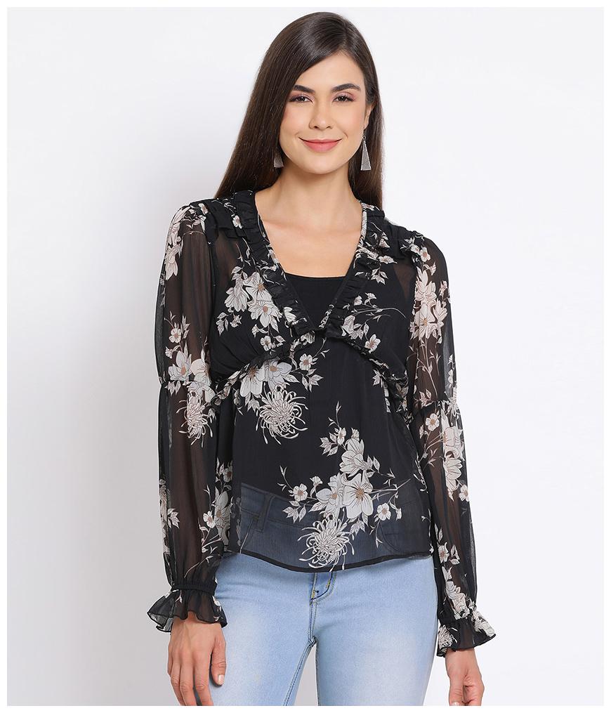 

Oxolloxo Women Floral Regular top - Black