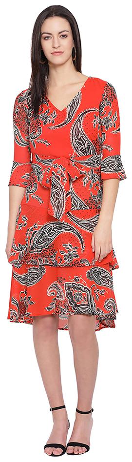 

Oxolloxo Red Printed A-line dress
