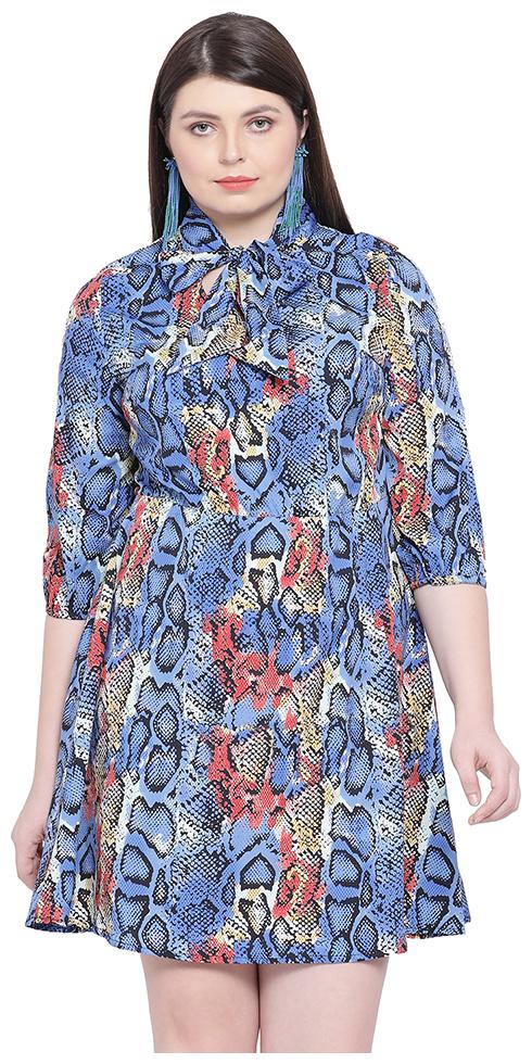 

Oxolloxo Blue Printed A-line dress