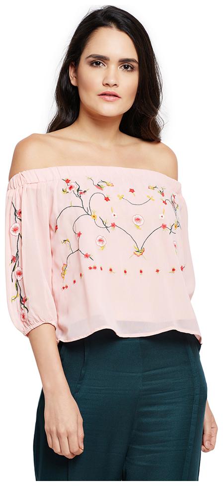 

OXOLLOXO Women Printed A-line top - Pink