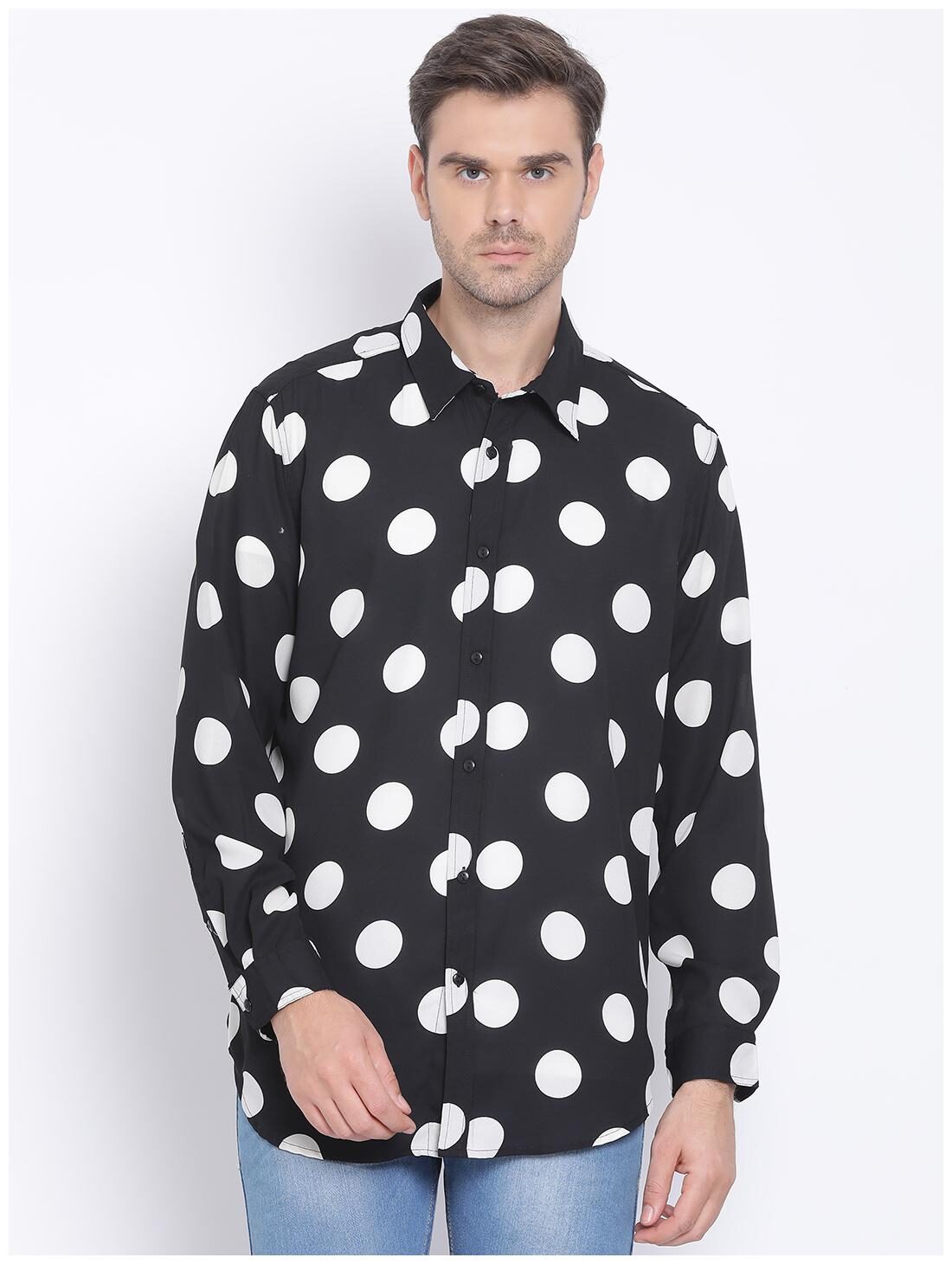 

Oxolloxo Men Black Polka Dots Regular Fit Casual Shirt