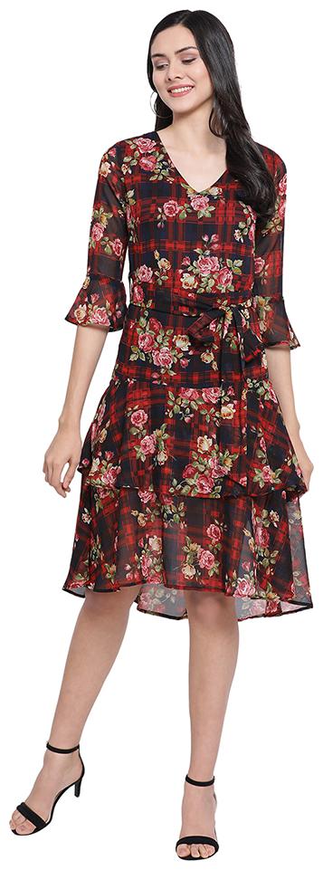 

Oxolloxo Black Printed A-line dress