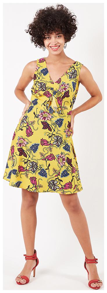 

OXOLLOXO Yellow Printed A-line dress