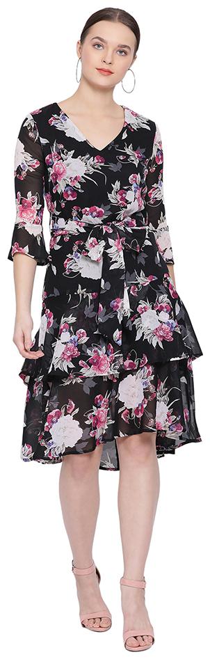 

Oxolloxo Black Printed A-line dress