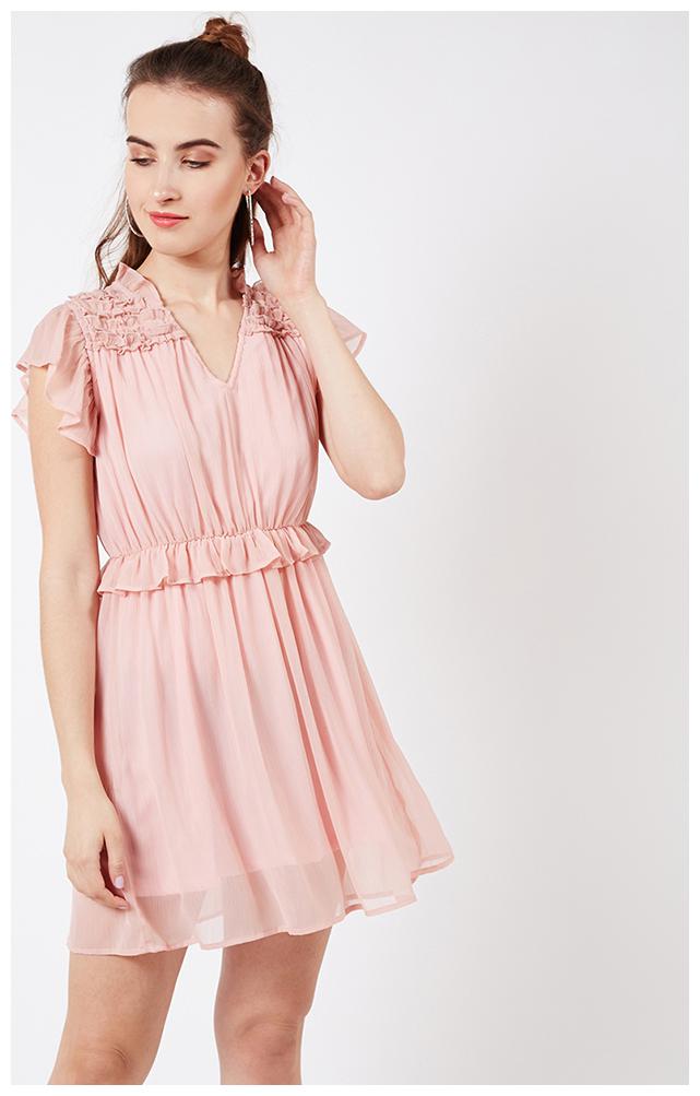 

OXOLLOXO Pink Solid A-line dress