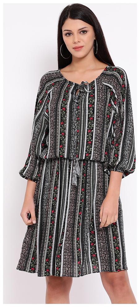 

OXOLLOXO Black Striped A-line dress